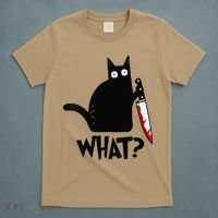 Cat What Funny Black Cat Murderous Cat With Knife T-Shirt thumb 5