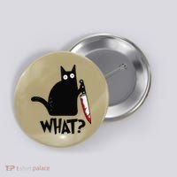 Cat What Funny Black Cat Murderous Cat With Knife Button thumb 0