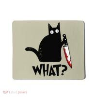 Cat What Funny Black Cat Murderous Cat With Knife Mousepad thumb 0
