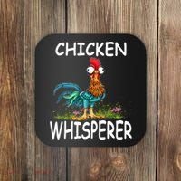 Chicken Whisperer Funny Chicken Tee For Farmers Coaster thumb 0