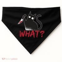 Cat What? Funny Black Cat Murderous Cat With Knife Cool Gift USA-Made Doggie Bandana thumb 0
