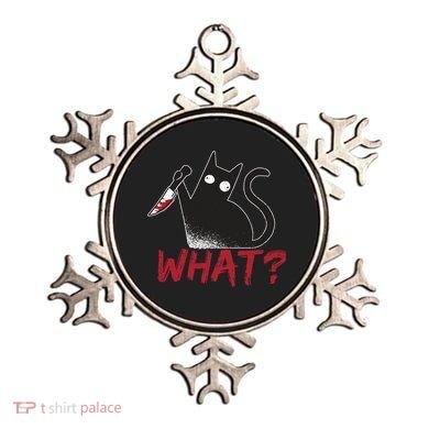 Cat What? Funny Black Cat Murderous Cat With Knife Cool Gift Ornament