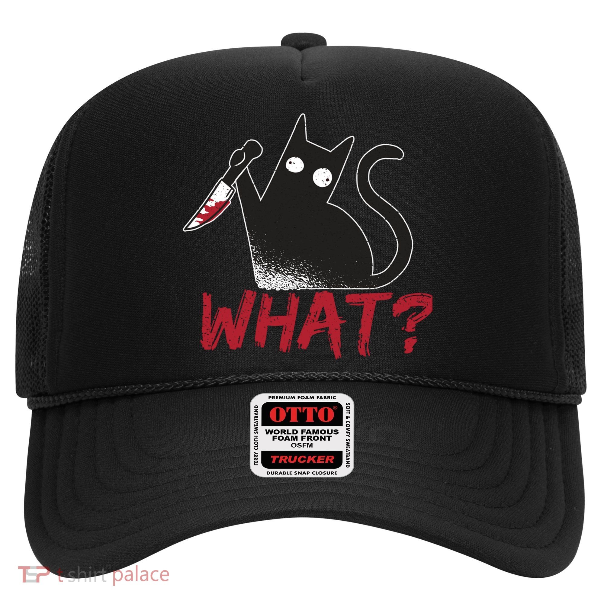 Cat What? Funny Black Cat Murderous Cat With Knife Cool Gift Hat