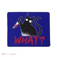 Cat What? Funny Black Cat Murderous Cat With Knife Cool Gift Mousepad thumb 0