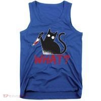 Cat What? Funny Black Cat Murderous Cat With Knife Cool Gift Tank Top thumb 0