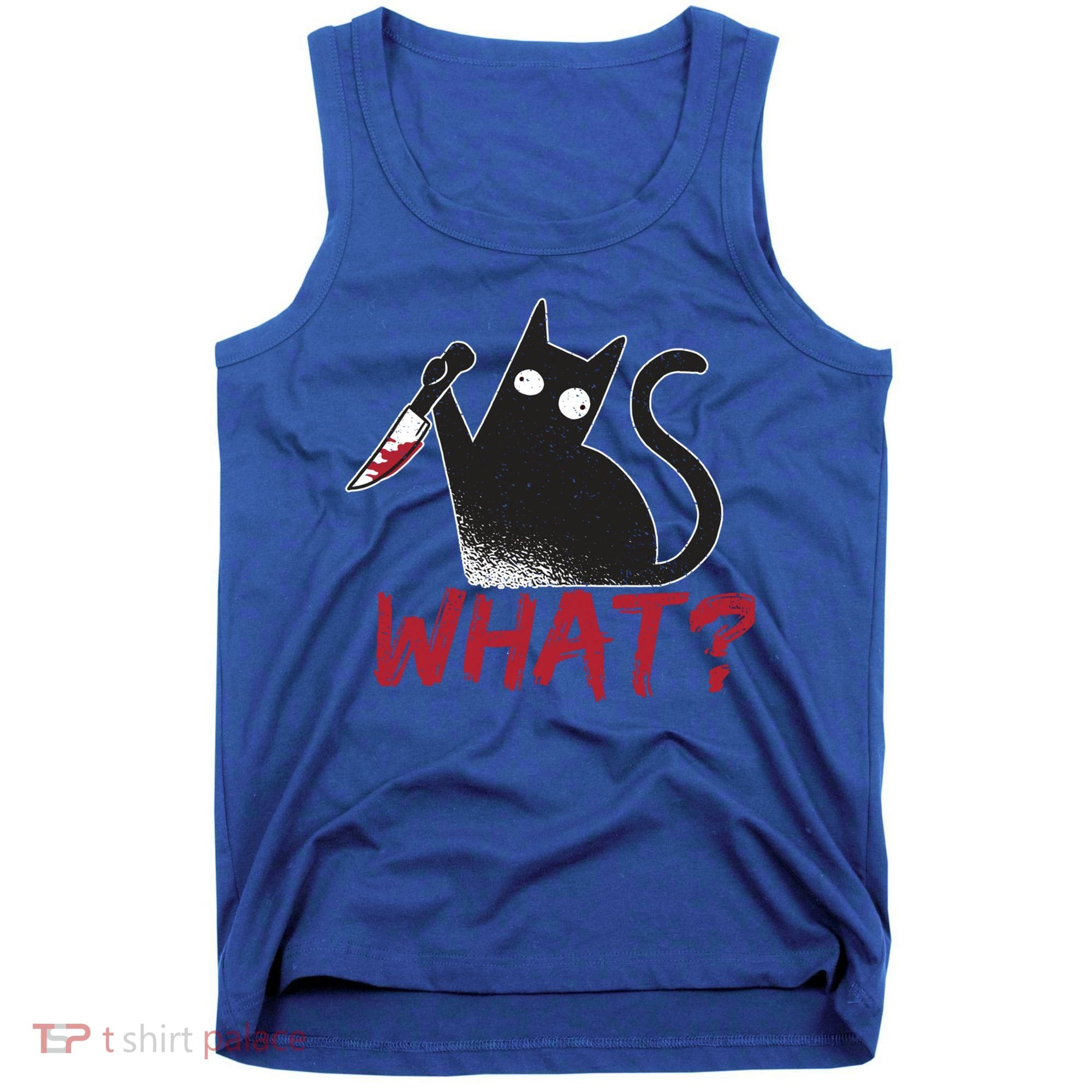 Cat What? Funny Black Cat Murderous Cat With Knife Cool Gift Tank Top