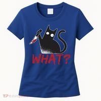 Cat What? Funny Black Cat Murderous Cat With Knife Cool Gift Women's T-Shirt thumb 0