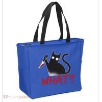 Cat What? Funny Black Cat Murderous Cat With Knife Cool Gift Tote Bag thumb 2