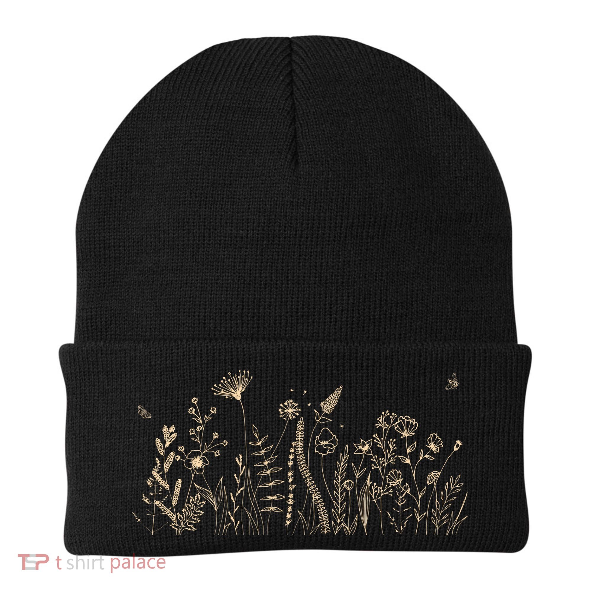 Cute Wildflowers Floral Nature Doodle Beanie