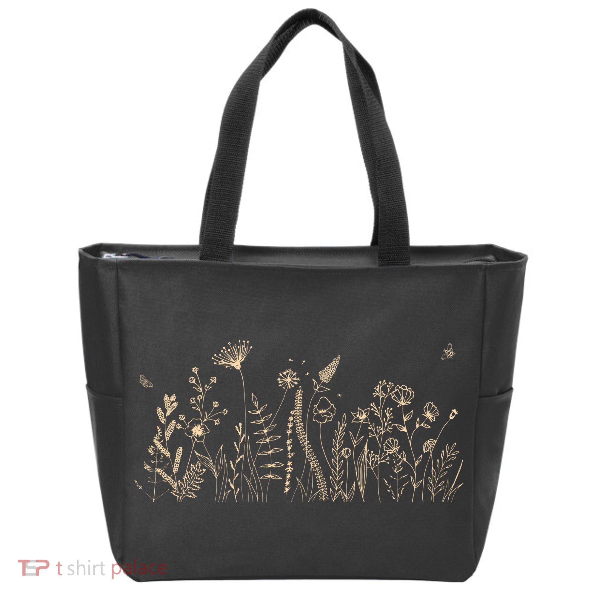 Cute Wildflowers Floral Nature Doodle Tote Bag
