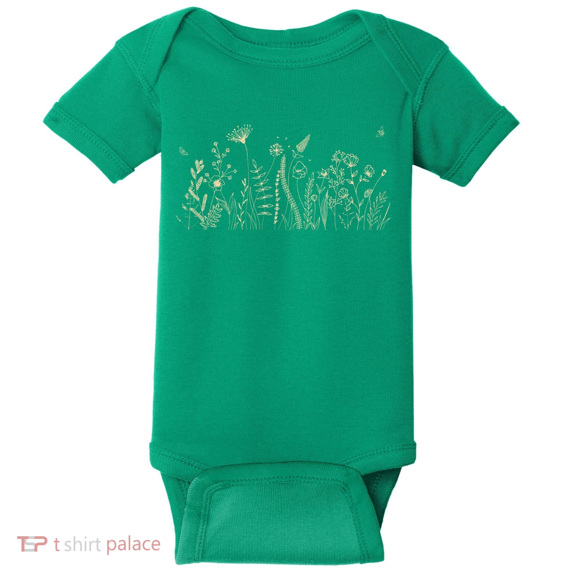 Cute Wildflowers Floral Nature Doodle Baby Bodysuit