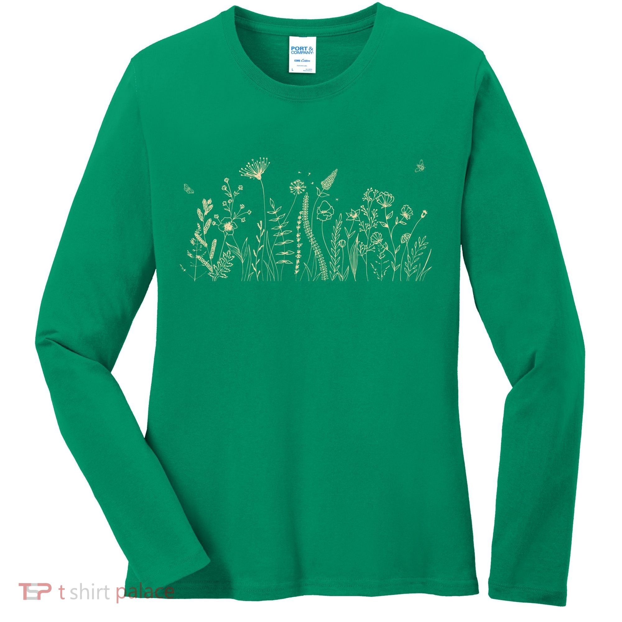 Cute Wildflowers Floral Nature Doodle Women's Long Sleeve Shirt