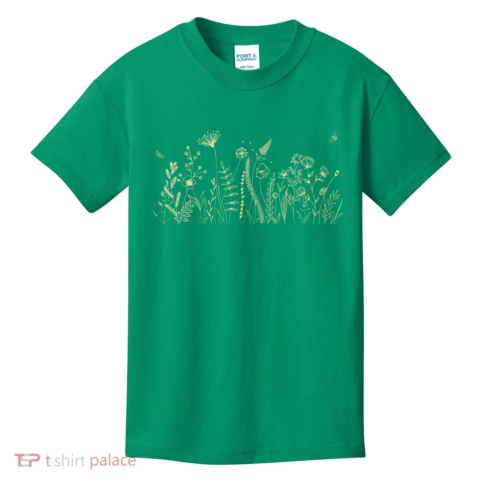 Cute Wildflowers Floral Nature Doodle Kids T-Shirt