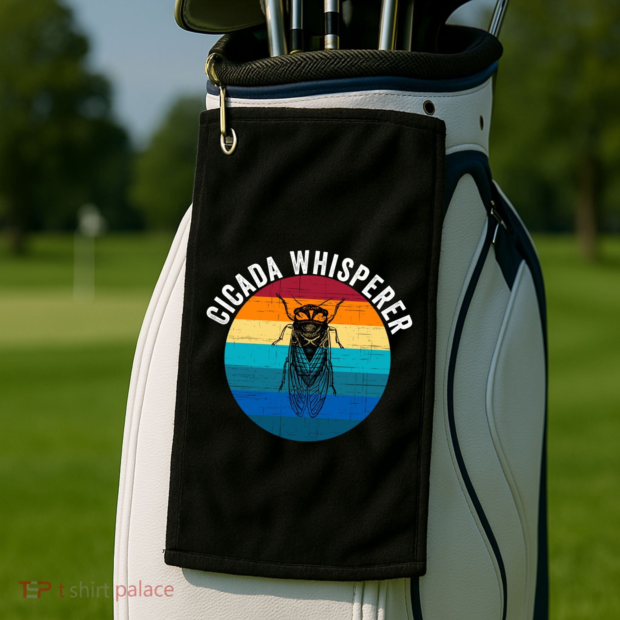 Cicada Whisperer Funny Cicada Nature Lover Cicada Emergence Bug Enthusiast Golf Towel