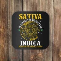 Cannabis Weed Fun Sativa To Change The Things I Can Indica Coaster thumb 0