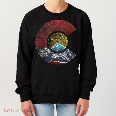 Colorado With Flag Themed Mountain Women's Sweatshirt
