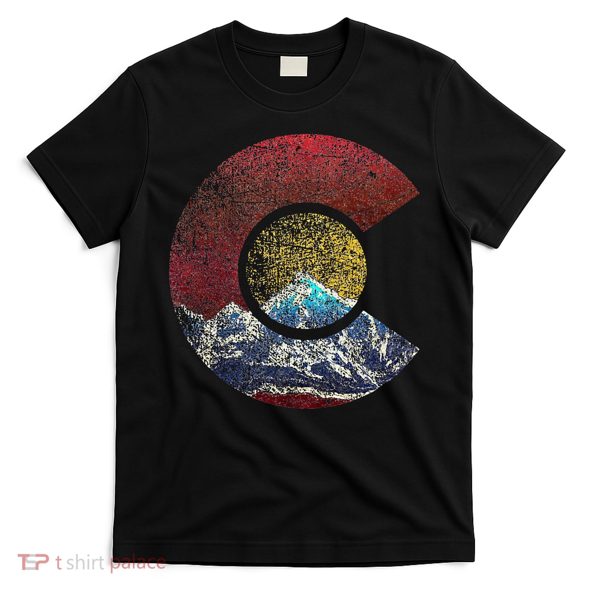 Colorado With Flag Themed Mountain T-Shirt