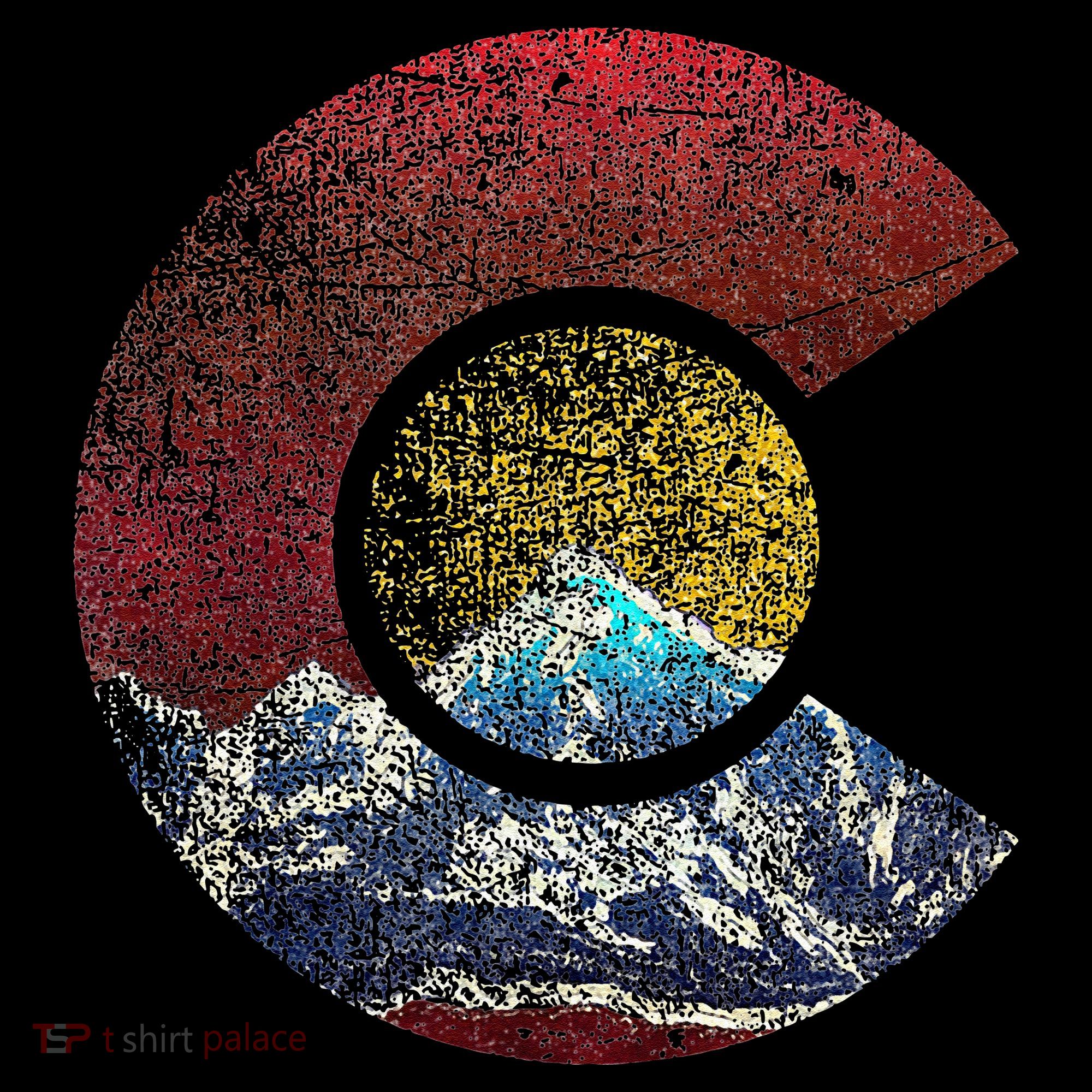 Colorado With Flag Themed Mountain T-Shirt