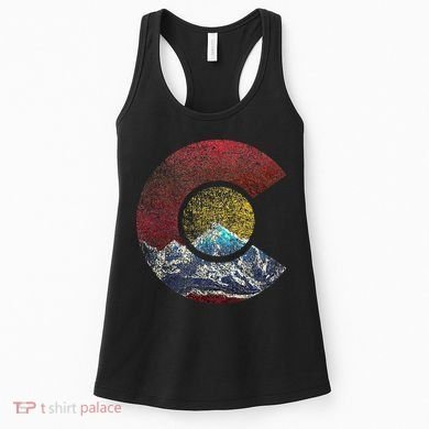 Colorado With Flag Themed Mountain Women's Tank Top