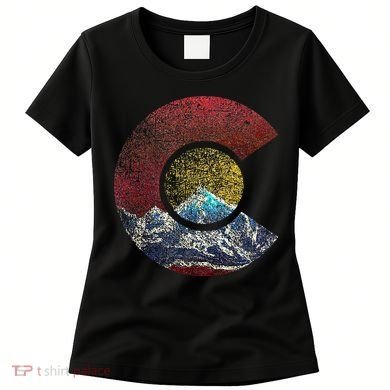 Colorado With Flag Themed Mountain Women's T-Shirt