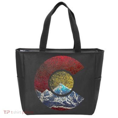 Colorado With Flag Themed Mountain Tote Bag