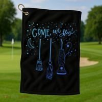 Come We Fly Halloween Hocus Fall Party Cute Gift Golf Towel thumb 1