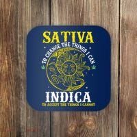 Cannabis Weed Fun Sativa To Change The Things I Can Indica Coaster thumb 0