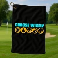Choose Wisely Gamer Mana Symbols Gathering Magic Golf Towel thumb 1