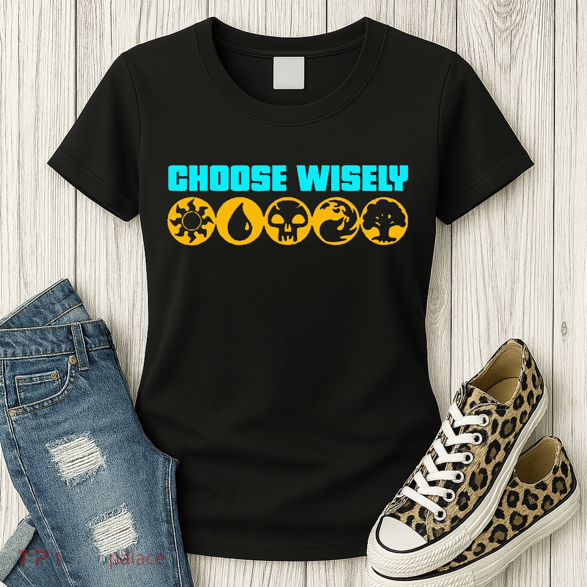 Choose Wisely Gamer Mana Symbols Gathering Magic Women's T-Shirt