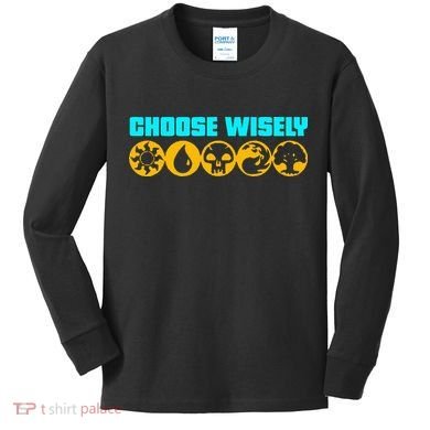Choose Wisely Gamer Mana Symbols Gathering Magic Kids Long Sleeve Shirt