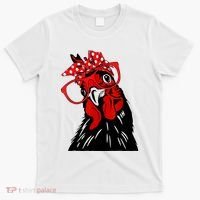 Cute Women Girl Chicken With Bandana Headband And Glasses T-Shirt thumb 0
