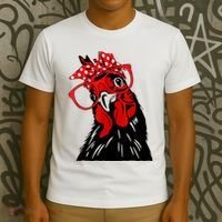 Cute Women Girl Chicken With Bandana Headband And Glasses T-Shirt thumb 3