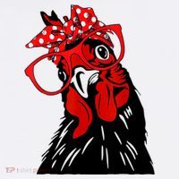 Cute Women Girl Chicken With Bandana Headband And Glasses T-Shirt thumb 7