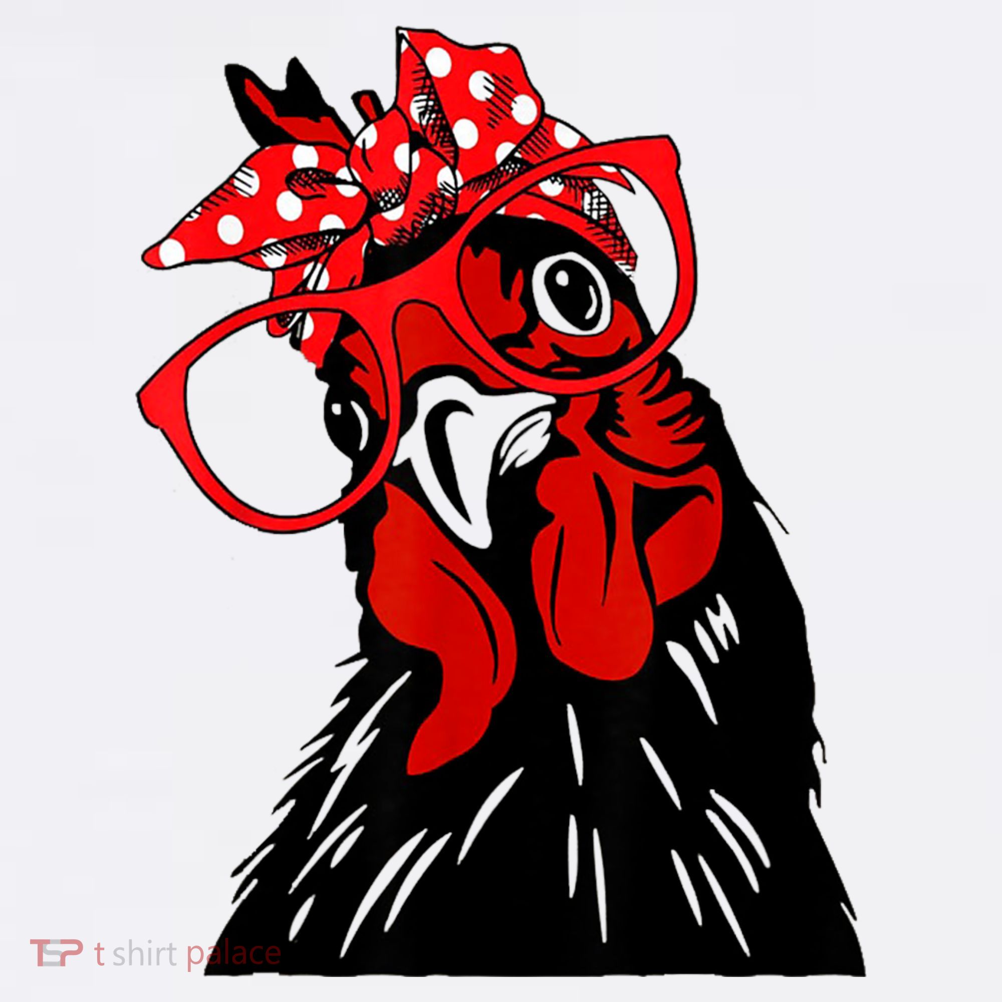 Cute Women Girl Chicken With Bandana Headband And Glasses T-Shirt