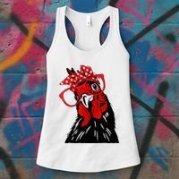 Cute Women Girl Chicken With Bandana Headband And Glasses Women's Tank Top thumb 3