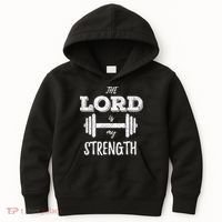 Christian Workout Gym Lord Is My Strength Kids Hoodie thumb 0