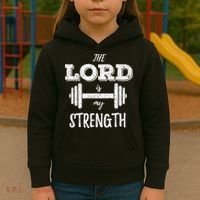 Christian Workout Gym Lord Is My Strength Kids Hoodie thumb 3