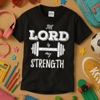 Christian Workout Gym Lord Is My Strength Kids T-Shirt thumb 3