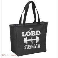 Christian Workout Gym Lord Is My Strength Tote Bag thumb 2