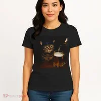 Cat Wearing Hat Getting Beer Poured Unimpressed Tabby Women's T-Shirt thumb 4