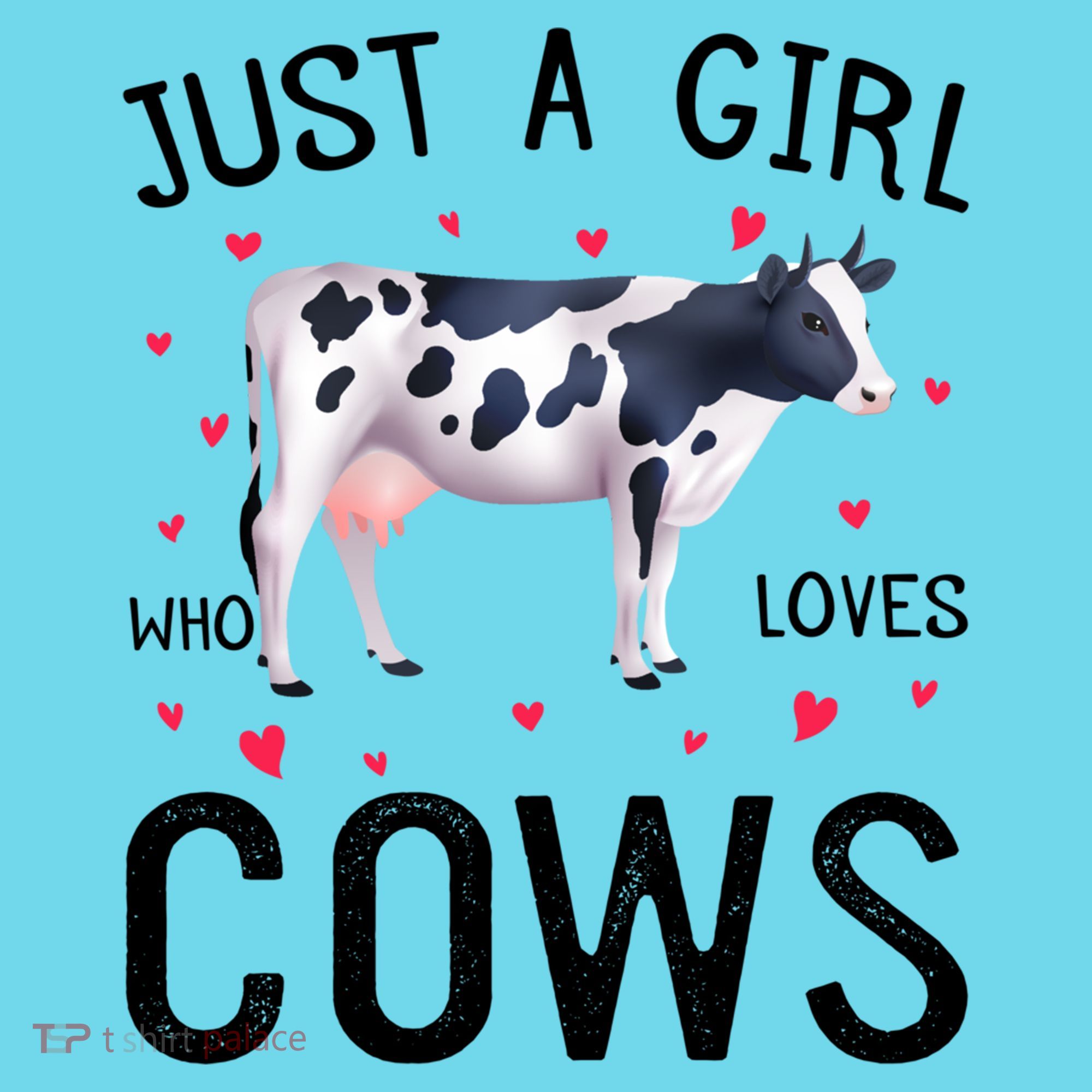 Cow With Hearts Graphic Just A Girl Who Loves Cows Gift Long Sleeve Shirt