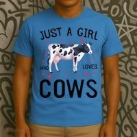 Cow With Hearts Graphic Just A Girl Who Loves Cows Gift T-Shirt thumb 3