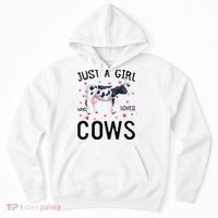 Cow With Hearts Graphic Just A Girl Who Loves Cows Gift Hoodie thumb 0