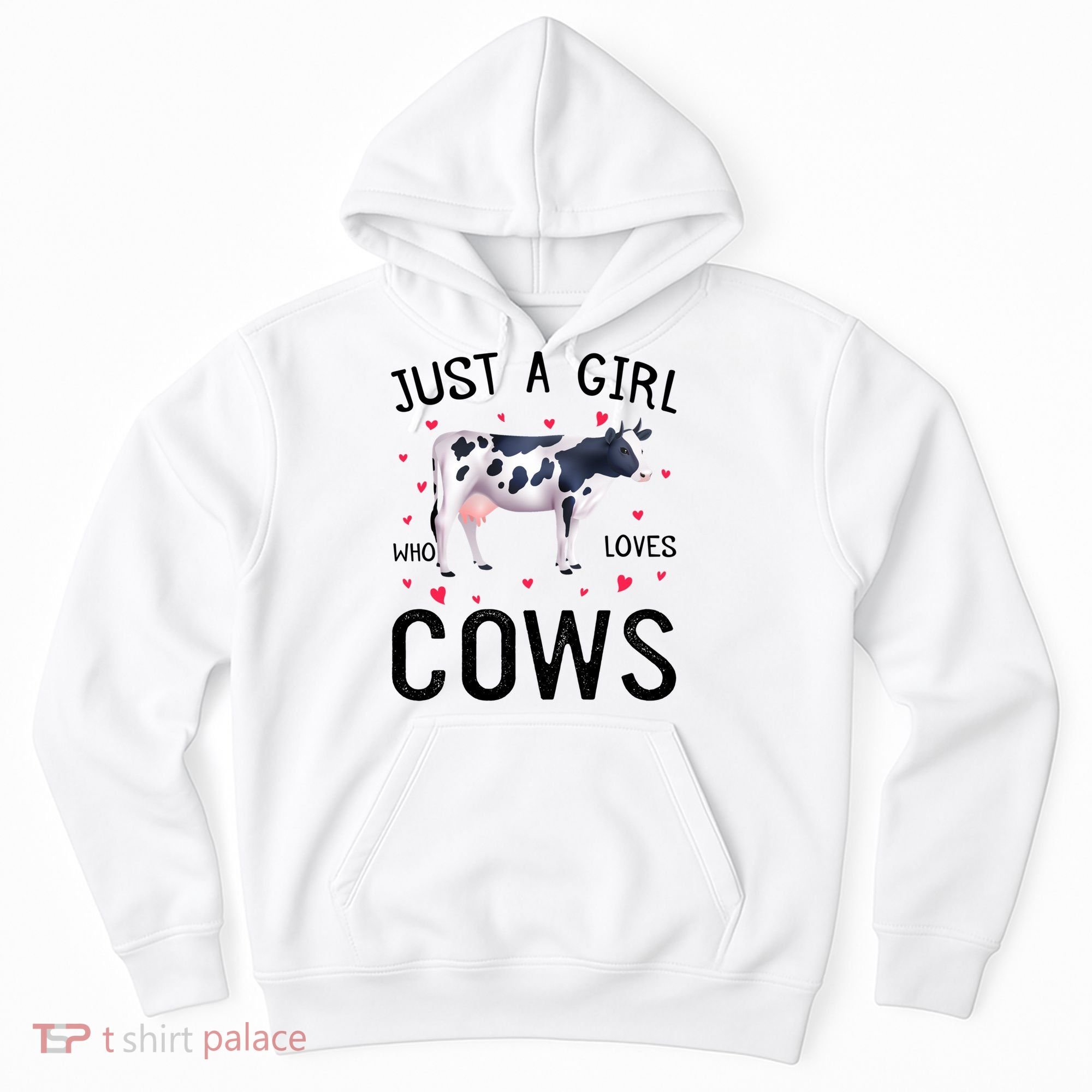 Cow With Hearts Graphic Just A Girl Who Loves Cows Gift Hoodie