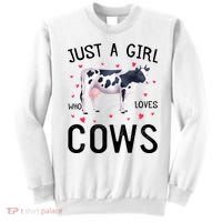 Cow With Hearts Graphic Just A Girl Who Loves Cows Gift Sweatshirt thumb 0