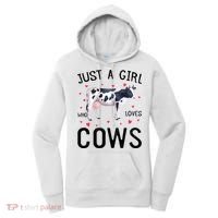 Cow With Hearts Graphic Just A Girl Who Loves Cows Gift Women's Hoodie thumb 0
