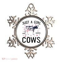 Cow With Hearts Graphic Just A Girl Who Loves Cows Gift Ornament thumb 0