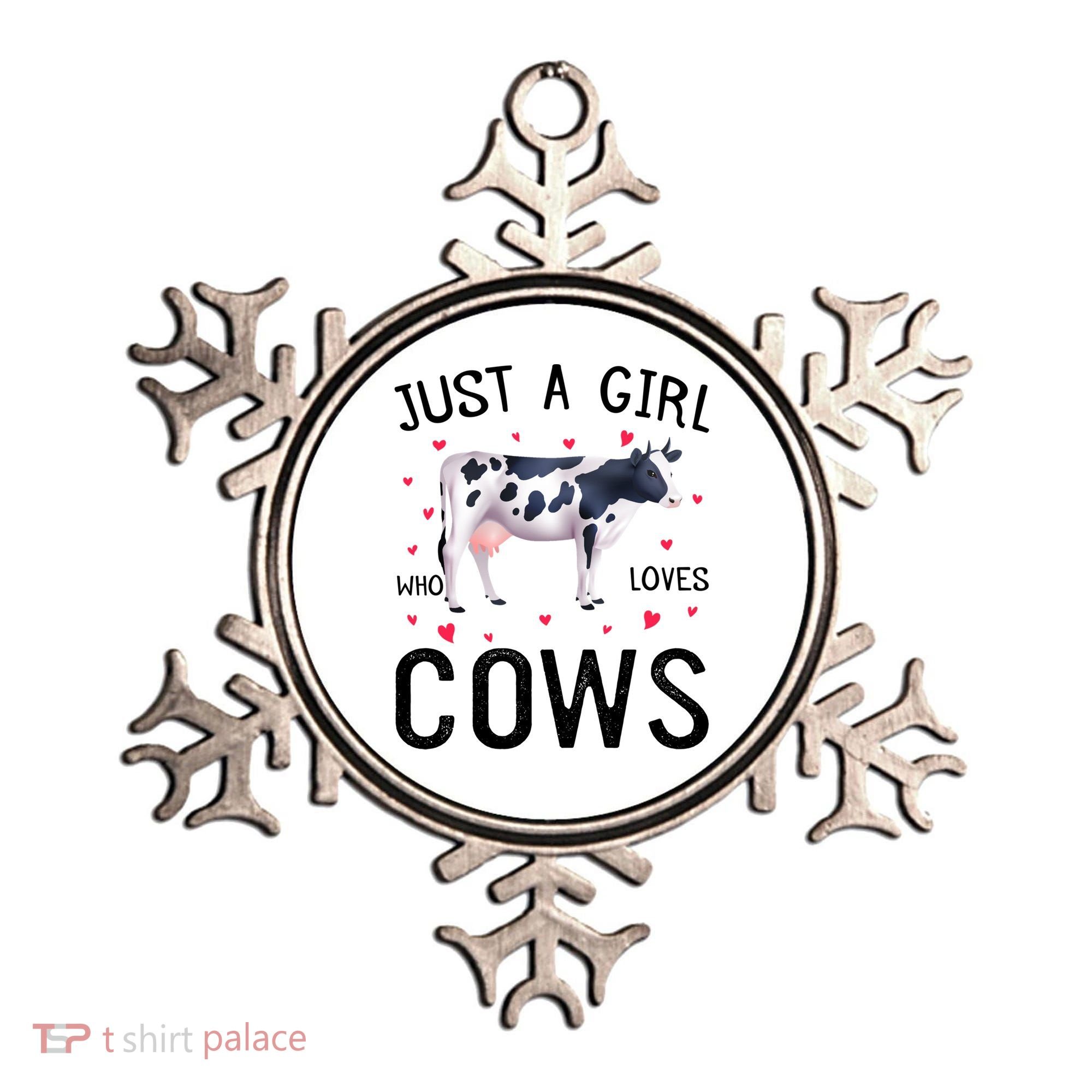 Cow With Hearts Graphic Just A Girl Who Loves Cows Gift Ornament
