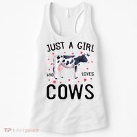 Cow With Hearts Graphic Just A Girl Who Loves Cows Gift Women's Tank Top thumb 0