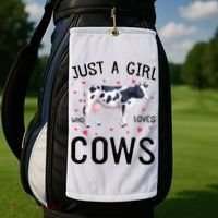 Cow With Hearts Graphic Just A Girl Who Loves Cows Gift Golf Towel thumb 2
